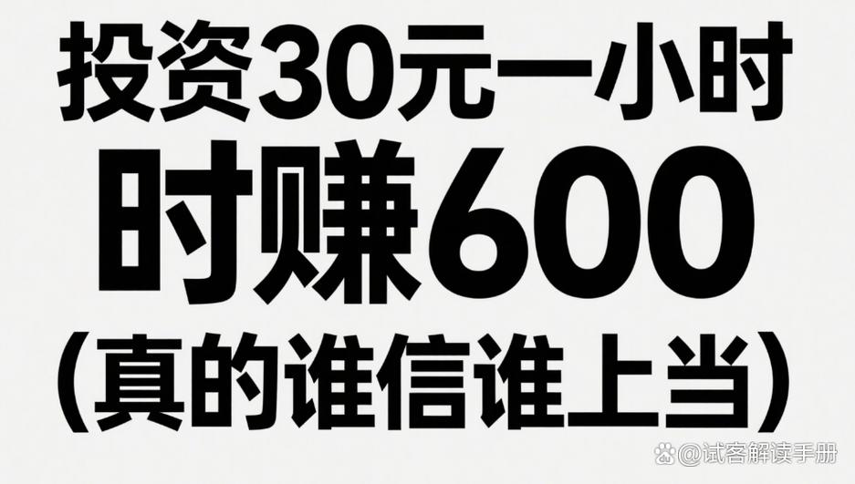 30元投资真能1小时赚600?陷阱还是机会?