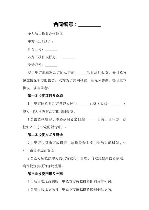 个人投资公司合同需注意哪些核心条款?