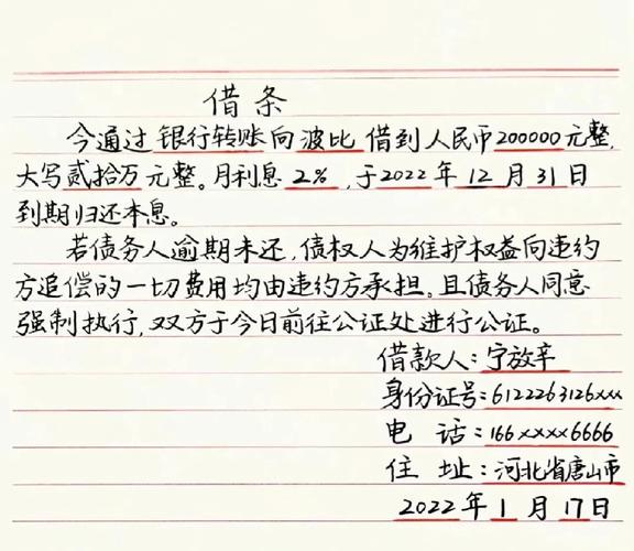 个人借条怎么写有法律效力